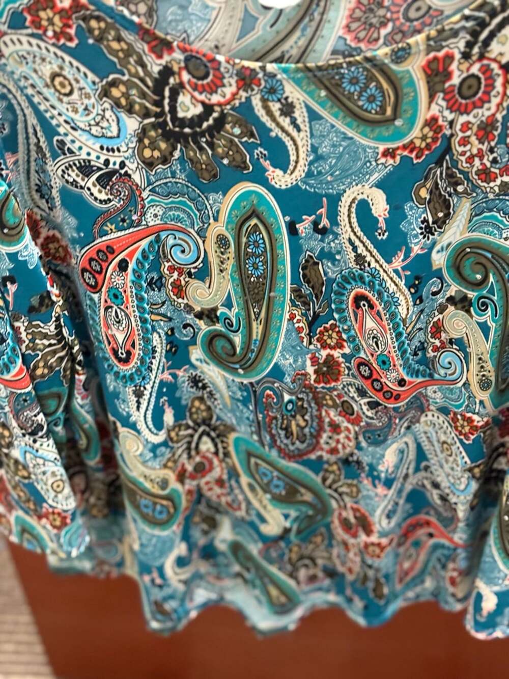Agenda Paisley Print 3/4 Sleeve Blouse Large Blue